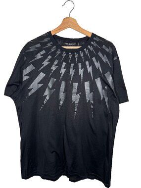 Neil Barrett Slim Fit Regular Length Fair Isle Lightning Bolt Crew Tee men's XL